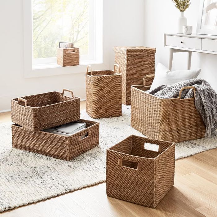 wicker blanket storage