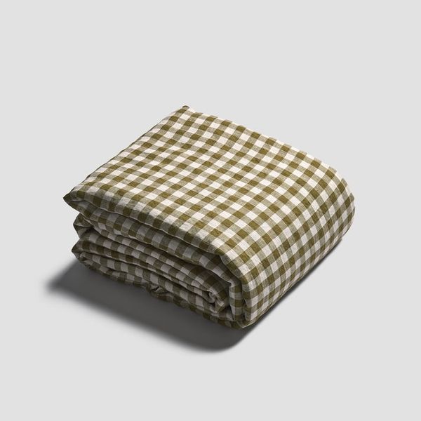 Piglet in Bed Gingham Linen Duvet Cover