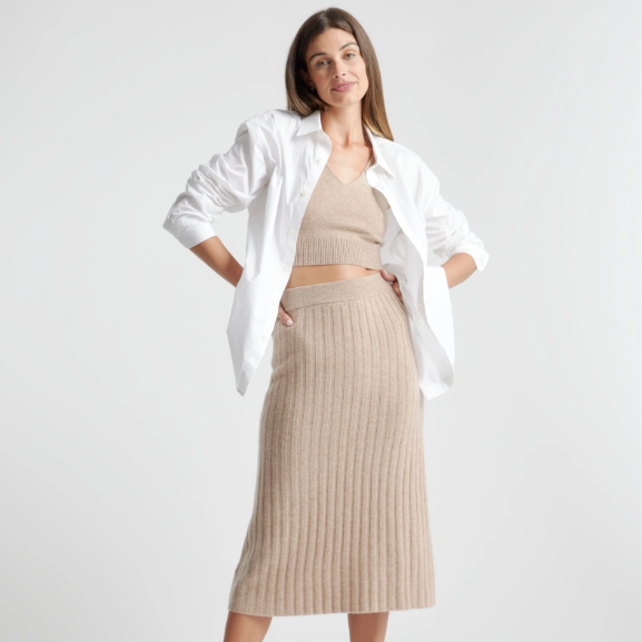 Quince Mongolian Cashmere Midi Skirt