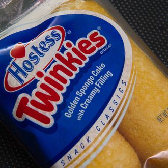 A photo of a twin pack of Hostess Twinkies taken January 11, 2012, made by Interstate Brands is viewed in Washington,DC. Hostess Brands, the baker of Twinkie cakes and other iconic American foods, filed for bankruptcy protection Wednesday after failing to win concessions on union contracts. Founded in 1930, Hostess owns brands that were emblematic of American food for generations. Its popular Twinkie, a snack cake with a creamy filling, was launched that year. The company claims its Wonder bread, a vitamin-enriched sliced bread, was the first 100 percent natural bread available across the United States. AFP Photo/Paul J. Richards (Photo credit should read PAUL J. RICHARDS/AFP/Getty Images)