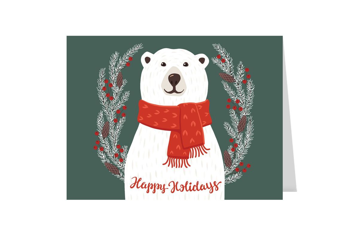 16 Embossed Boxed Christmas Cards Black Bear