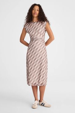 Madewell Cap-Sleeve Ruched Midi Dress