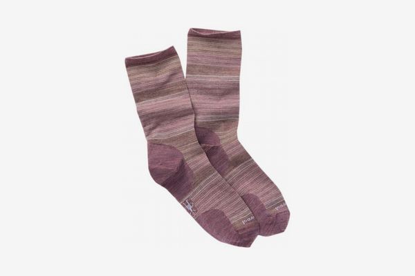 Womens Horizon Stripe Wool Blend Crew Socks, Rose
