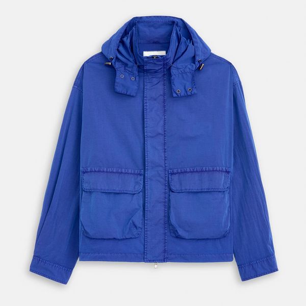 Alex Mill David Windbreaker In Crinkle Nylon - Electric Blue