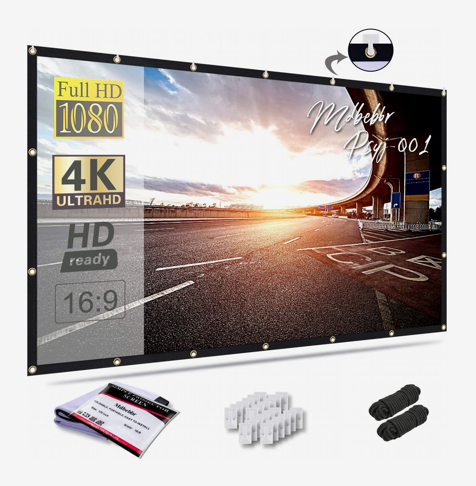 Full-Set Bag for Home Theater Camping and Recreational Events 120inch 16:9 Vamvo Outdoor Indoor Projector Screen with Stand Foldable Portable Movie Screen 120 Inch 