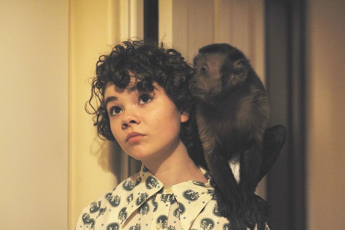 Hannah Alligood and the monkey.