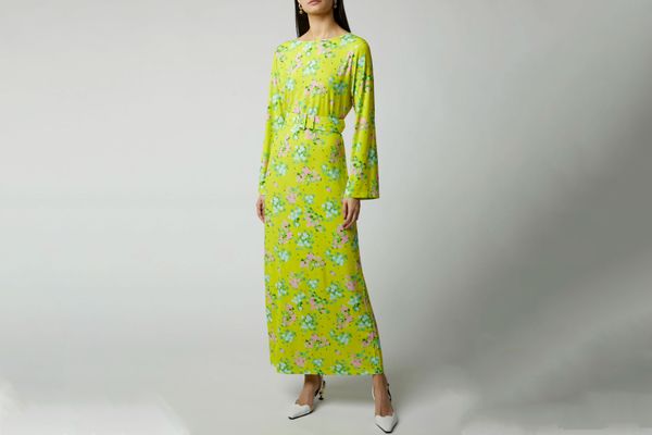 Bernadette Monica Belted Floral-Print Midi Dress
