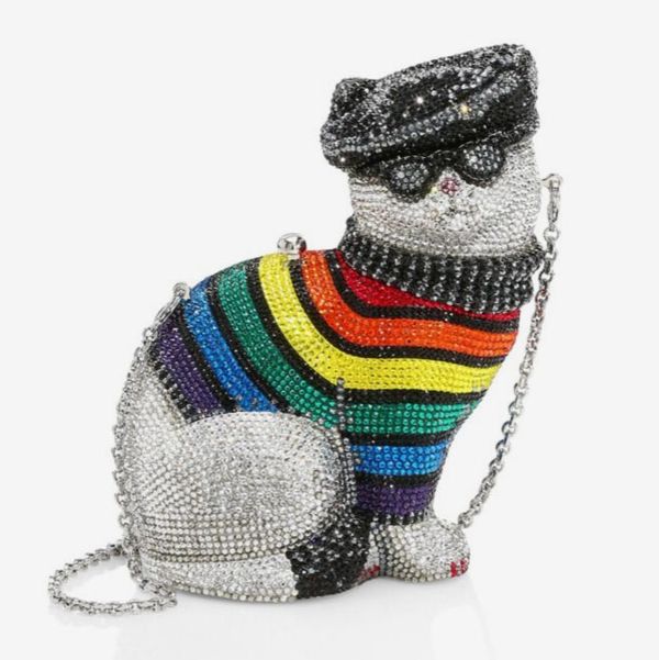 Judith Leiber Couture Rainbow Christopher Cat Jeweled Clutch