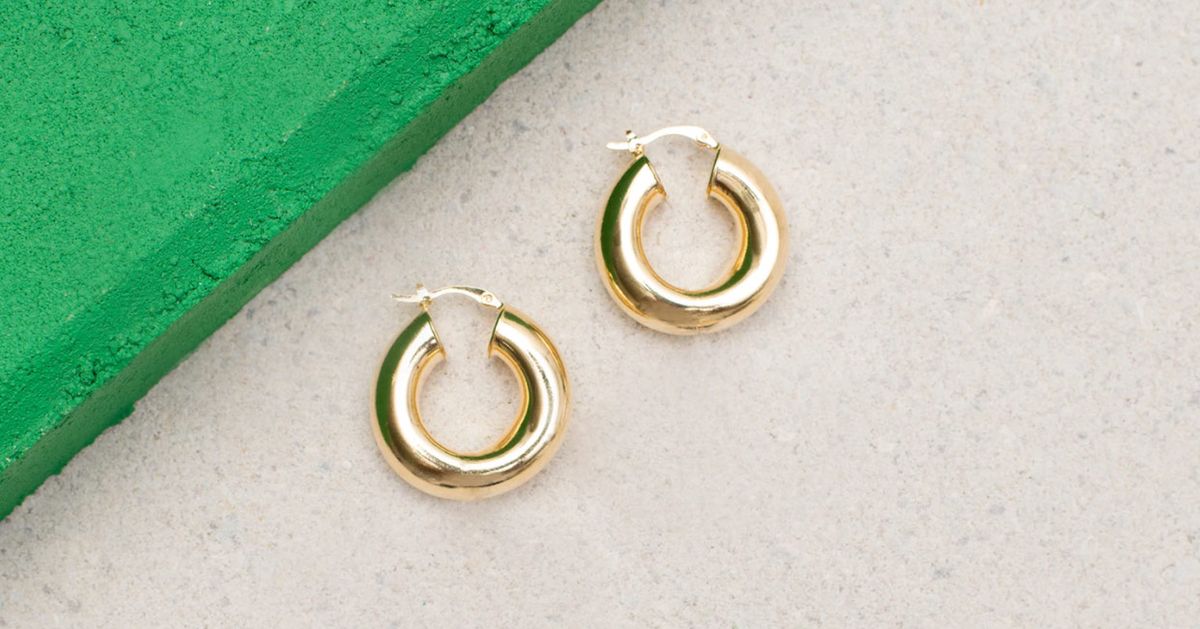  14k Gold Plated Brass Small Plain Hoop Huggie Baby Girls  Earrings: Clothing, Shoes & Jewelry