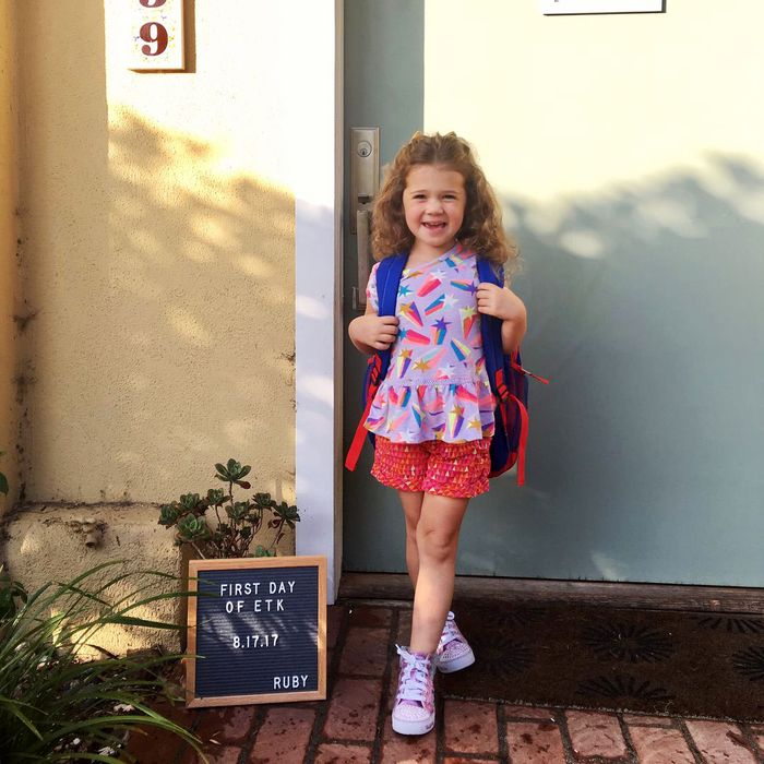first day of kindergarten outfit girl