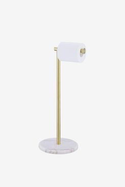 KES gold toilet paper holder with modern marble base