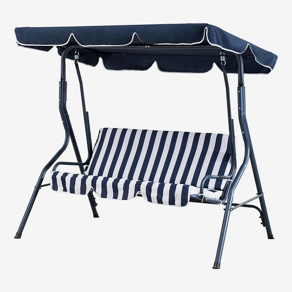 AmazonBasics Outdoor 2-Seat Striped Patio Swing with Canopy