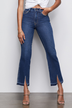 Good American Good Curve Front-Slit Jeans