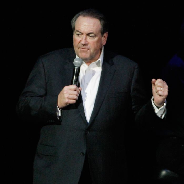 NASHVILLE, TN - NOVEMBER 22: Mike Huckabee hosts Playin' Possum! The Final No Show Tribute To George Jones - Show at Bridgestone Arena on November 22, 2013 in Nashville, Tennessee. (Photo by Terry Wyatt/Getty Images)