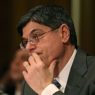 Treasury Secretary nominee Jack Lew listens to a question during his confirmation hearing before the Senate Finance Committee, February 13, 2013 in Washington, DC. If confirmed by the U.S. Senate Mr. Lew will replace Tim Geithner as Treasury Secretary. 