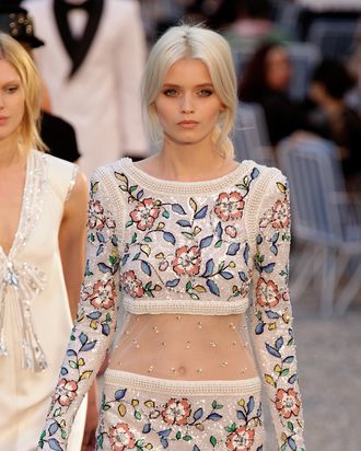 Abbey Lee Kershaw walks the runway during the Chanel 'Collection Croisiere Show 2011/12' at Hotel du Cap on May 9, 2011 in Cap d'Antibes, France.
