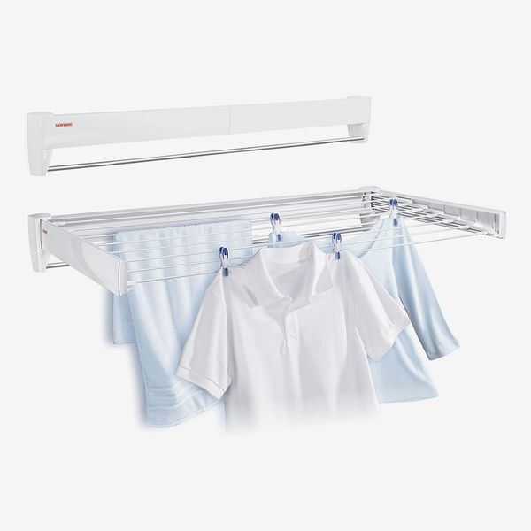Leifheit Wall Mount Retractable Clothes Drying Rack, 5 Rods