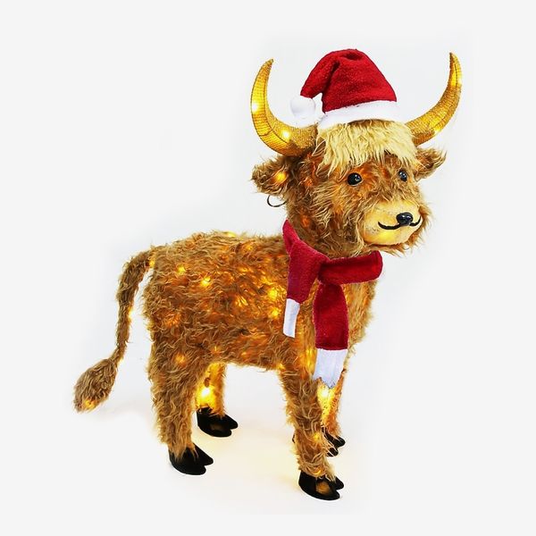 Holiday Living LED Highland Cow Christmas Decoration - 3-ft