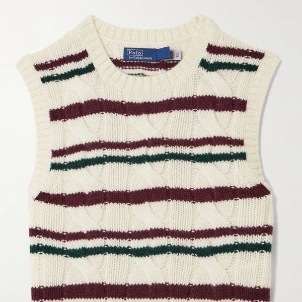 Polo Ralph Lauren Cropped Striped Cable-Knit Vest