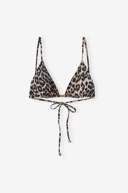 Ganni Recycled Leopard Printed String Bikini Top