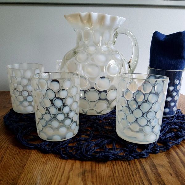 ThatVintageThingCo Fenton French Opalescent Coinspot Water Set