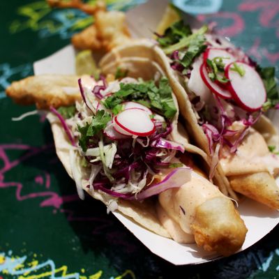 Fish tacos are a popular option at Rockaway Taco at Rockaway Beach 