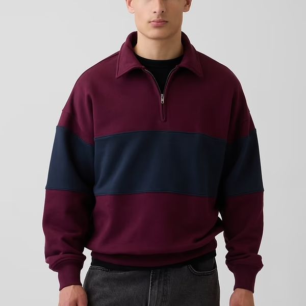 Gap Heavyweight Oversized Stripe Half-Zip Pullover