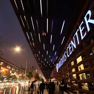 Exterior views of the Barclays Center before the Brooklyn Nets take on the Washington Wizards on October 15, 2012 in the Brooklyn borough of New York City.