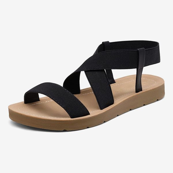 Dream Pairs Women's Elastic Ankle Strap Summer Flat Sandals