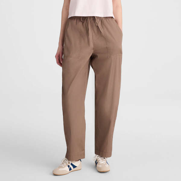 Madewell Pull-On Barrel-Leg Utility Pants in Poplin