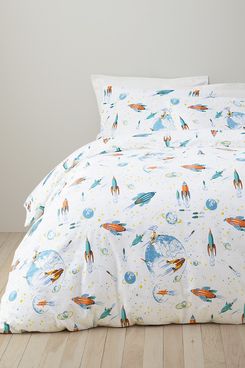 Best Gifts For 18 Year Old Girl,Garnet Hill Glow-in-the-Dark White Rockets Flannel Duvet Cover (Double/Queen)