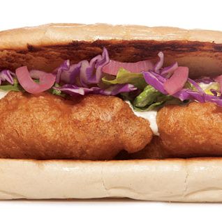 Rockaway Boardwalk at Beach 96th St., Rockaway Beach   It’s Budweiser-battered hake on a roll with lettuce, cabbage, and pickled red onion. Brilliant secret technique: griddling the bread with mayo instead of butter. If you weren’t already 50 feet away from the Atlantic Ocean, this sandwich could take you there.