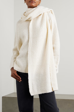 Staud Siren Bouclé Sweater with Detachable Scarf