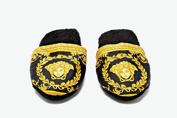 Versace Baroque-print cotton-terry slippers