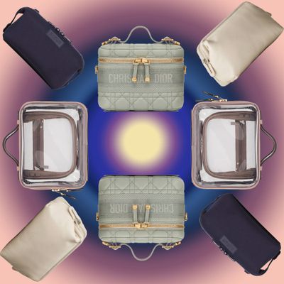 Purple and White Checker Bag Cosmetic & Travel Bag -  UK