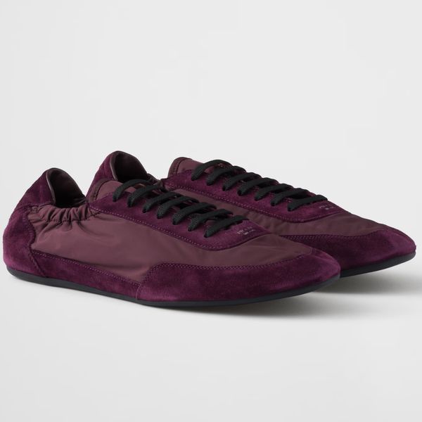 Prada Collapse Re-Nylon and Suede Elasticized Sneakers