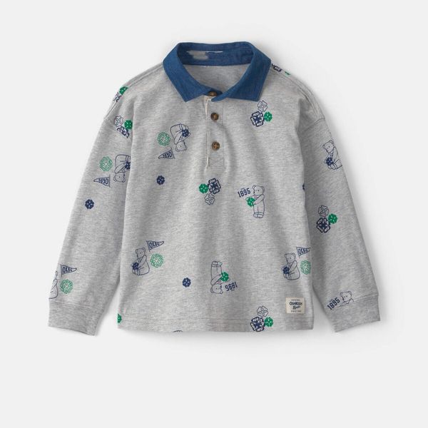 Carter's Toddler Boy Bear Long-Sleeve Polo Shirt
