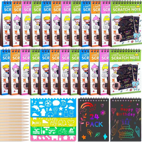 Rainbow Scratch Paper Arts Notebooks - 24 Pack