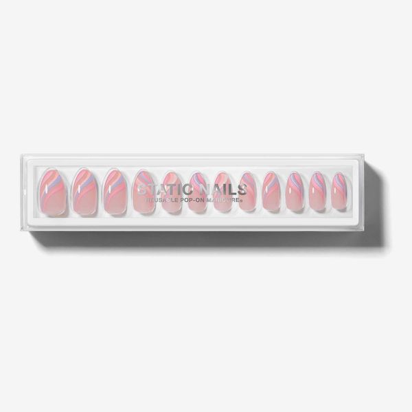 Static Nails Curved French Round Reusable Pop-On Manicures