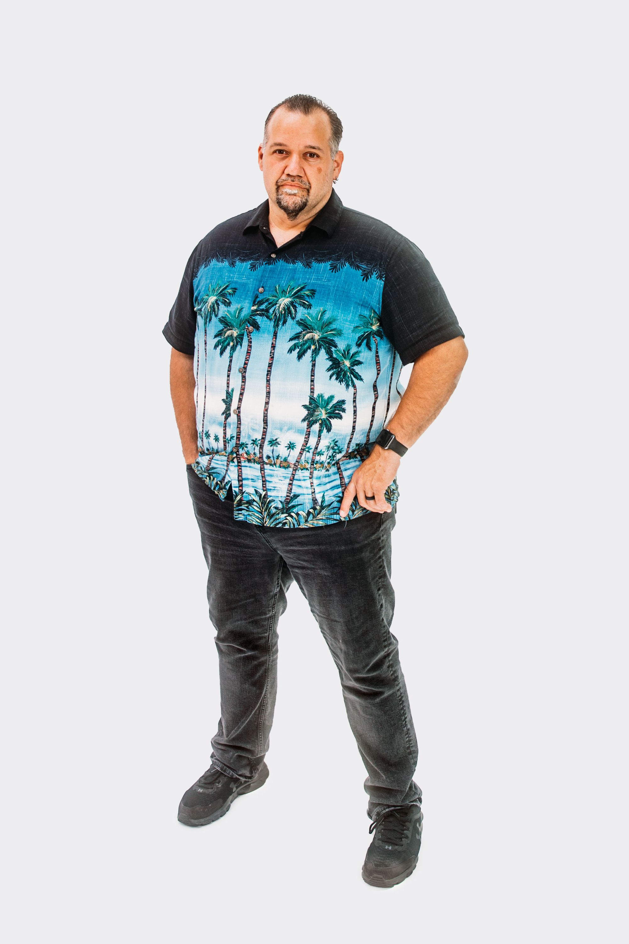 John Pasquale, Sales professional, Hackensack, New Jersey. Were you a Parrot Head before you started working here? No. I’m more of a hard-rock, heavy-metal kind of guy. But I’ve also always been a Hawaiian-shirt kind of guy. I used to wear a lot of skull jewelry and things like that, though most of it is retired now. Maybe I need to find a palm-tree ring or something.