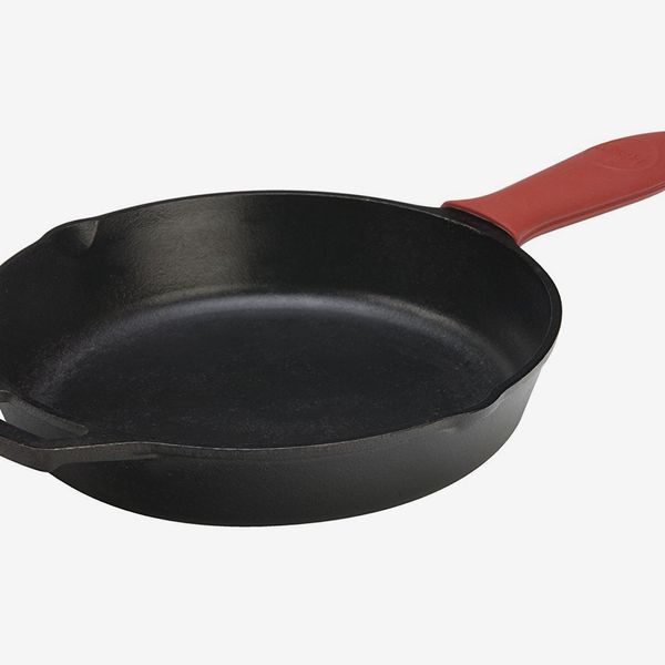 Lodge Cast Iron Skillet With Red Silicone Hot Handle Holder, 12-Inch