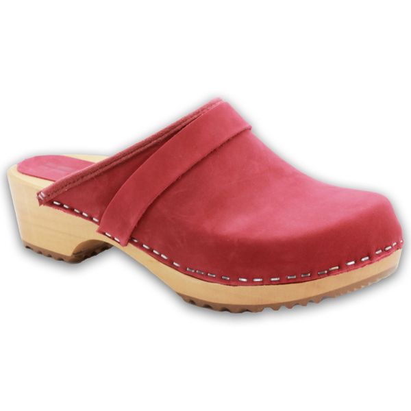 Bjork Maja Wood Open Back - Berry Nubuck Leather