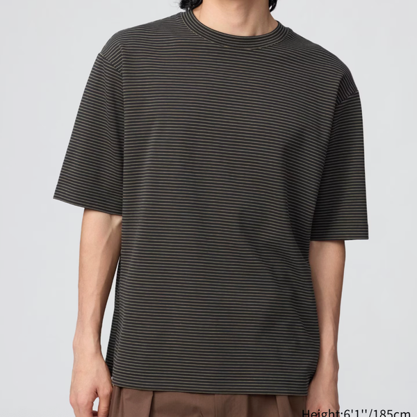 Uniqlo AIRism Cotton Oversize Striped T-Shirt