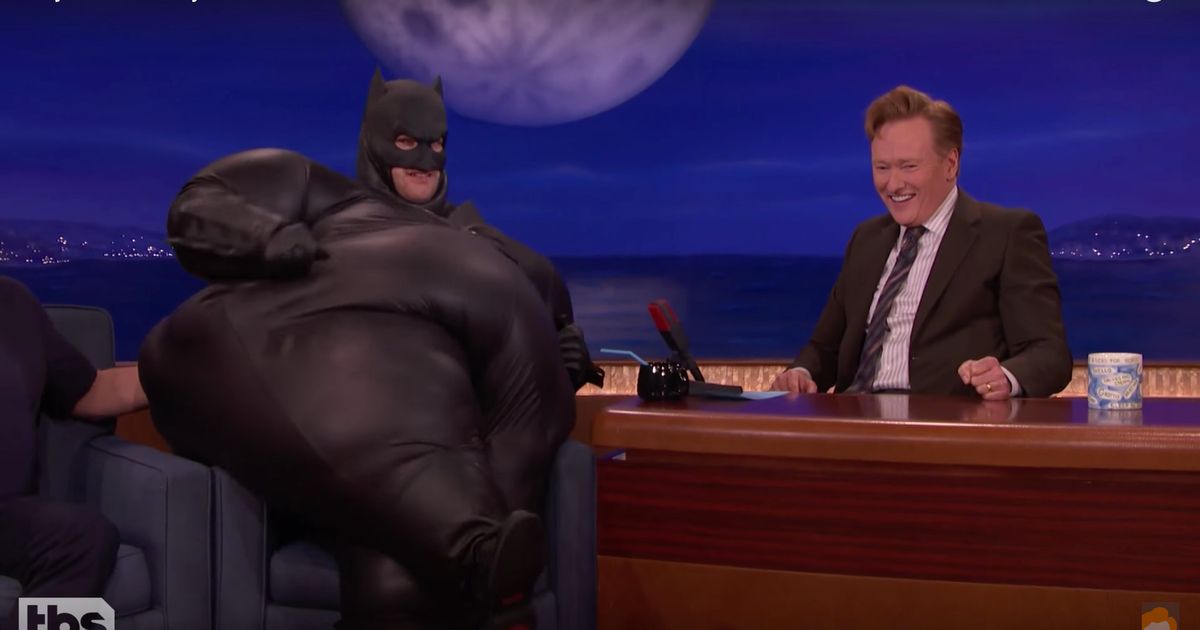 Adam Pally's 'Fatman' (Fat Batman) Saved the Day on 'Conan'