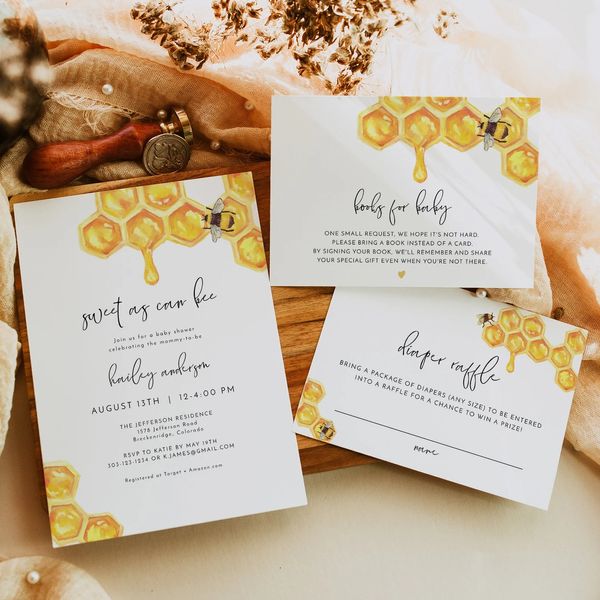 Unmeasured Event ROMY Bee Baby Shower Invitation Template Set