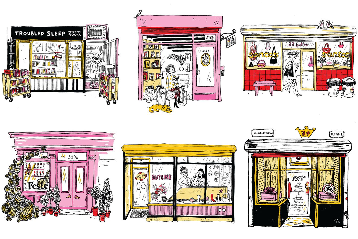 Illustrations of NYC stores