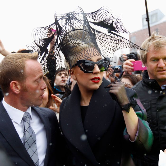 Lady Gaga arriving at Harvard yesterday.