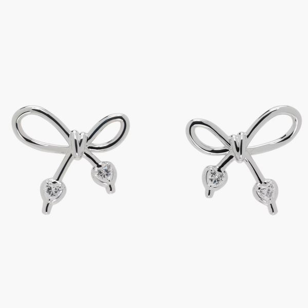 Shushu/Tong SSENSE Exclusive Silver YVMIN Edition Knotted Bow Metal Earrings