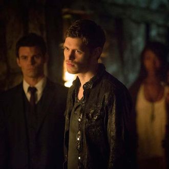 The Originals -- Pictured (L-R): Daniel Gillies as Elijah, Joseph Morgan as Klaus, and Phoebe Tonkin as Hayley.