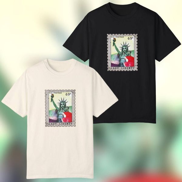 Lady Liberty Vintage Stamp Shirt